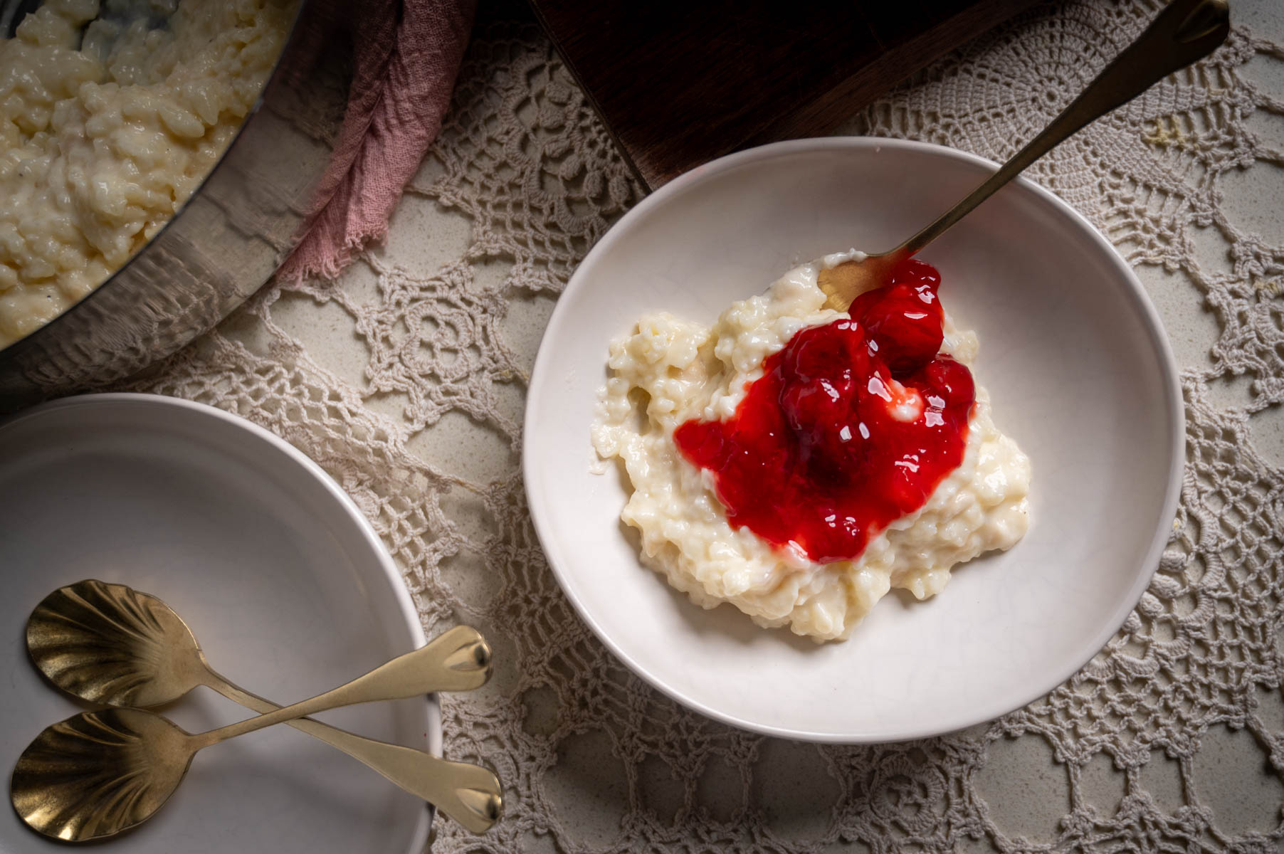 Risalamande (Danish Rice Pudding) with Cardamom and Cherry Sauce